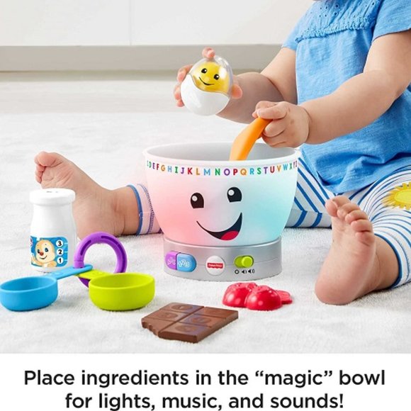 FISHER PRICE MIXING BOWL & FOOD Lights Music Sounds Educational Baby Toddler Toy - Picture 3 of 5
